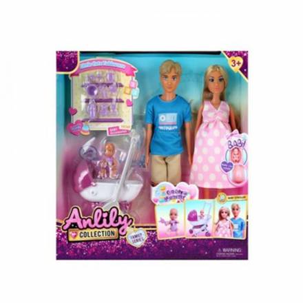 Лялька Anlily вагітна 29см 616312 родина з дитиною,коляскою та аксес.кор.32*9*32 - 1