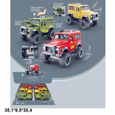 Джип на великих колесах 7752 інерц.батар.муз.світ.відкр.двері 3кол.6шт.в кор.35,1*9,5*30,4 /12/ - 1