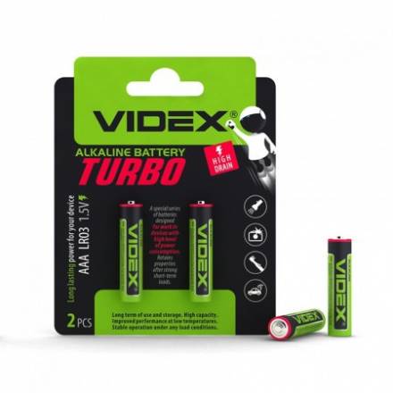 Батарейка Videx LR3/AAА TURBO 2pcs BLISTER - 1