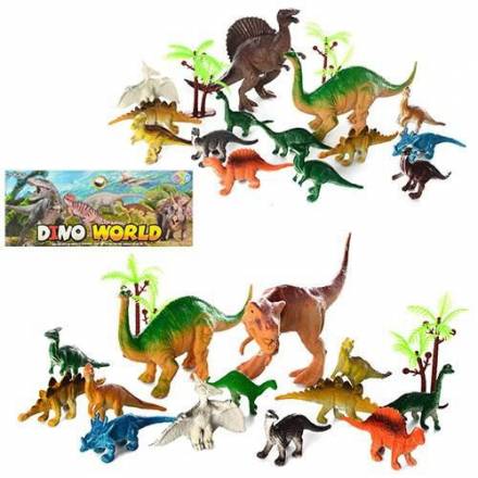 Динозавры 330-83A (168шт) 14шт, от 7см, дерево 2шт, 2вида, в кульке, 19-23-5см - 1