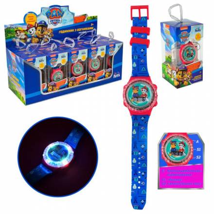 Дитячий годинник Paw Patrol арт. KH75/002L (120шт) зі світлом 10шт дисплей бокс 32*12,5*13 см - 1