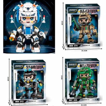 Конструктор 8804-8807-8808-8809 (24шт) робот, від 508дет, 4 види (1вид-світло,бат-табл) - 1