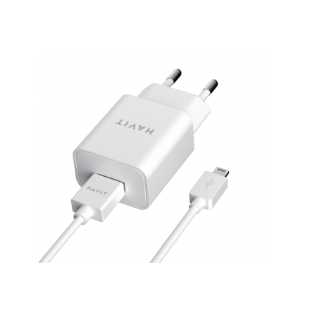 Зарядний пристрій для мобільних телефонів HAVIT HV-ST112 USB с Lightning кабелем White - 1