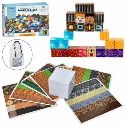 Конструктор YN2023-T27 (30шт) магнитний, блоки, наліпки, 27дет, в кор-ці, 20-16,5-6см - 1
