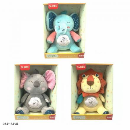 Нічник D1034/1039/1040 слоник/коала/левеня м'як.батар.муз.проектор.3в.кор.31,5*17,5*25 /36/ - 1