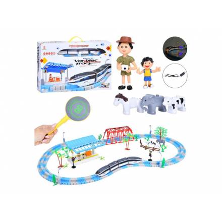 Залізниця 22910 (4шт) 92-92см/50-122см, акум, локомотив, вагони, 37,5см, звук, світло, фігурки,USBза - 1