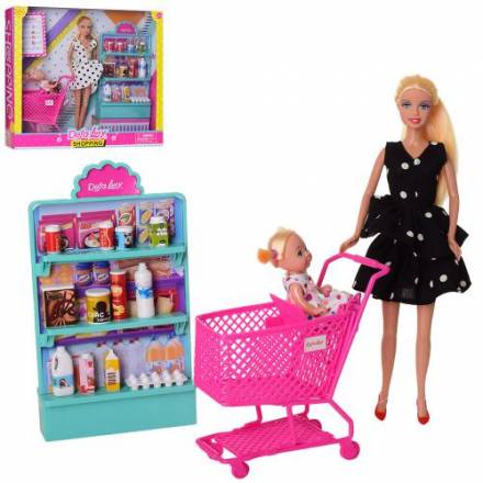 Кукла DEFA 8364-BF (10шт) 29см, дочка 10см, супермаркет,тележка,2вида, в кор-ке,36,5-31,5-8,5см - 1