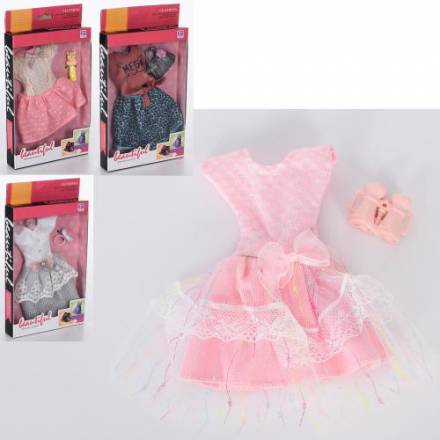 Кукольный наряд SH210 (120шт) платье, аксессуар, 4 вида, в кор-ке, 11,5-21-2,5см - 1