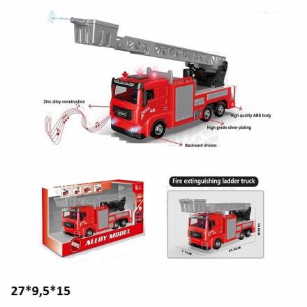Пожежна машина 199-8C метал.інерц.батар.муз.світ.бризкає водою.кор.27*9,5*15 /48/ - 1