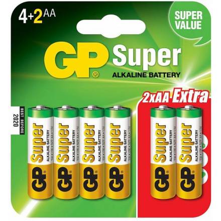 Батарейка GP LR6 SUPER Alkaline BLISTER 6 - 1