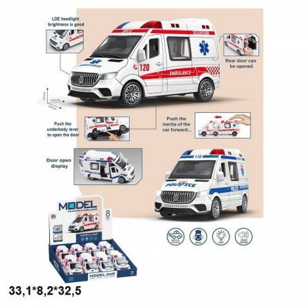 Автобус швидка/поліція 9901 інерц.в кор.33,1*8,2*32,5 - 1
