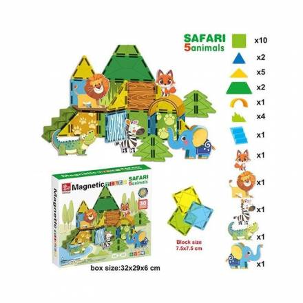 Магнітний конструктор SQ 66001-5 (16) 30 деталей, 5 фігурок тварин, в коробці - 1