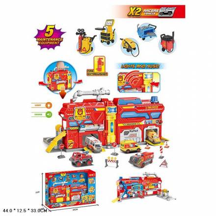 Паркінг арт. SK-599XB (12шт/2)  батар. пластик + метал, світло,звук,  короб. 44*12,5*33см - 1