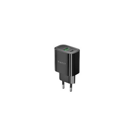 Зарядний пристрій HAVIT UC111 PRO 20W USB-A+USB-C Black - 1