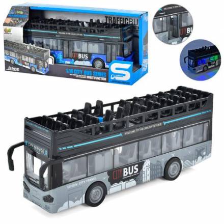 Автобус JS122-122A (18шт) 28см, 2цвета, звук, свет, на бат-ке(табл), в кор-ке, 33-15,5-9см - 1