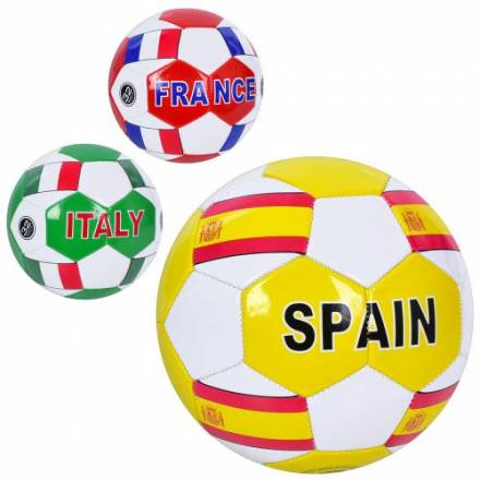 М'яч футбольний EN 3332 (30шт) розмір 5, ПВХ, 1,8мм, 340-360г, 3 види(країни), у кул. - 1