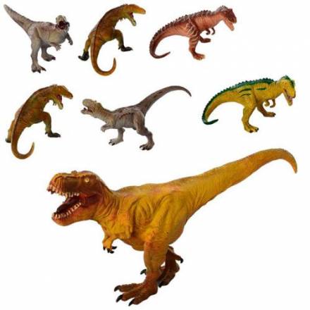 Динозавр  E040-14-5-6-7-8-9-20 (60шт) от 19см до 34см, 7 видов, в кульке. от 19-13-13см - 1