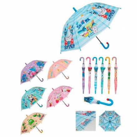 Парасолька дитяча MK 4798 трост61см,діам82см,спиця48см,довж66см,клейонка,6 видів,кул - 1