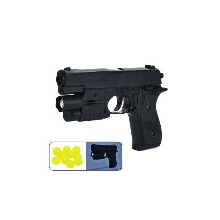 Пістолет K2118-G+ (72шт) 18см, пластикові кулі, лазер, світло, на бат(табл), у пакеті, 16-22-3см - 1