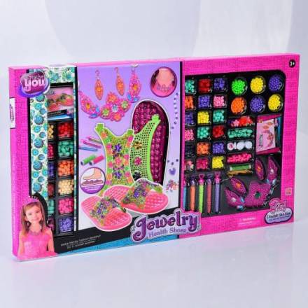 Набір для творчості 8873 (18шт) прикрась взуття, шльопанці, 24см, намистини, нитки, в кор-ці, 67,5-4 - 1