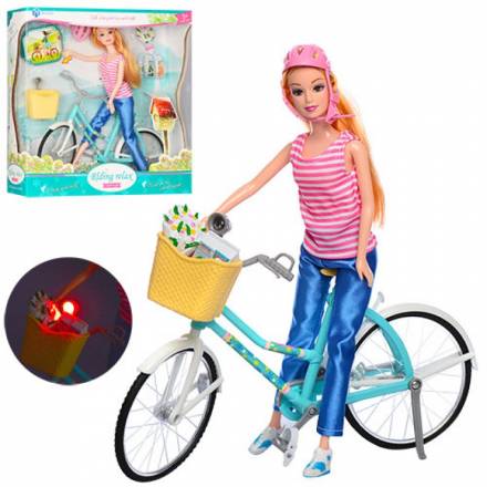 Кукла BYL608-1 (18шт) 29см, велосипед, шлем, корзина, аксессуары, в кор-ке, 32-32-8см - 1