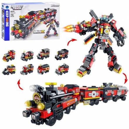 Конструктор BB010 (18шт) залізничний транспорт, 8в2 (робот-потяг), 766 деталей, в кор-ці, 42-27-6,5с - 1
