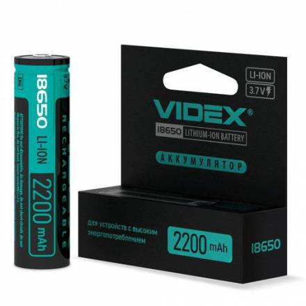 Аккумулятор Videx Li-Ion 18650-P(Захист) 2200mAh color box/1pc 20/160 - 1