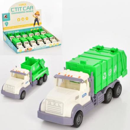 Сміттєвоз 666-12 (96шт) інерція, 15см, рухомі деталі, 2 види, 12 шт в дисплеї, в дисплеї, 40-33-8см - 1