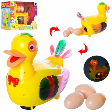 Качка 20218 (48шт) 19-17-13см, їздить, несе яйця, муз, світло, яйця 3шт, на бат-ці, в кор-ці, 23-18 - 1