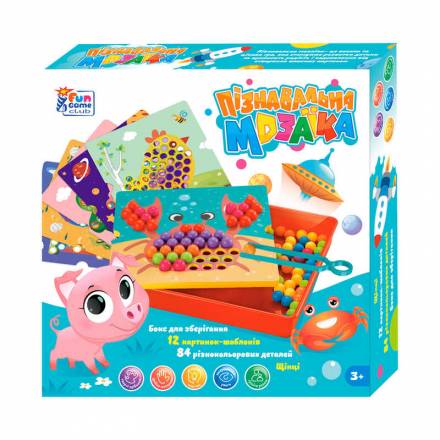 Мозаїка 67941 "4FUN Game Club", 84 елементи, 12 картинок-шаблонів, щипці, у коробці - 1