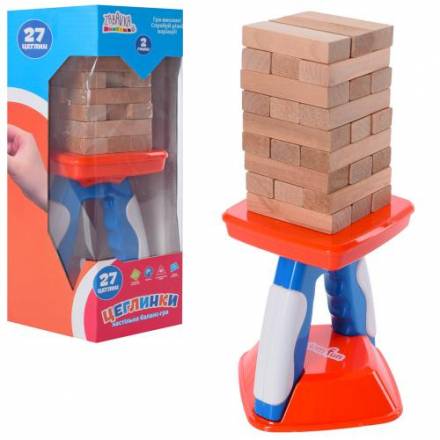 Дерев'яна іграшка Гра UKB-B0096, цеглинки / вежа, баланс, блоки, 27 деталей, в коробці - 1