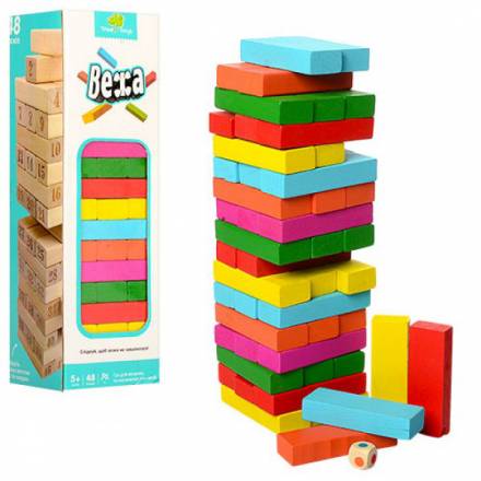 Деревянная игрушка Игра MD 1210 (50шт) башня, 26см, в кор-ке, 27,5-8-8см - 1