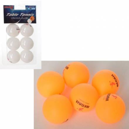Теннисные шарики MS 2383 (240шт) 40мм, PP, бесшовный, 1упаковка 6шт, 2цвета,в слюде,11-19-4см - 1