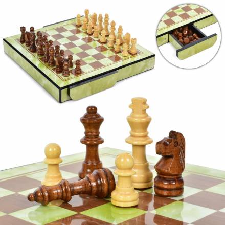 Шахматы XQ12104 (6шт)27-27см, деревянные, выдвижные ящики 2шт, в кор-ке, 32-30-5см - 1