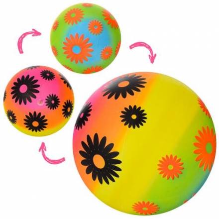 Мяч детский MS 3506 (120шт) 9 дюймов, рисунок(цветы), радуга, 60-65г - 1