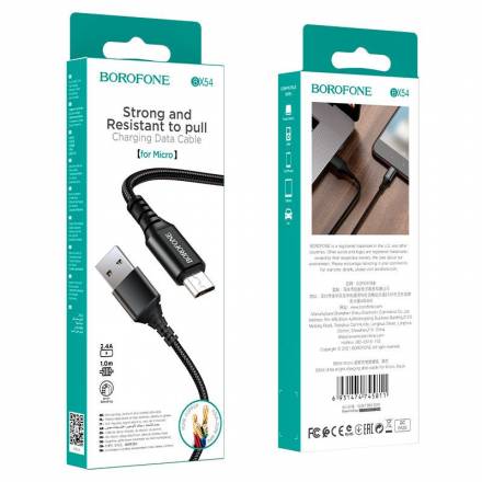 Кабель BOROFONE BX54 Ultra bright Micro-USB 1m 2.4A Black - 1