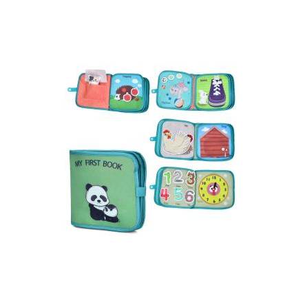 Книжка  N3014 (36шт) 20-21-4см, навчальна, деталі на липучках, шнурівка, кіт-пискавка, годинник, сло - 1