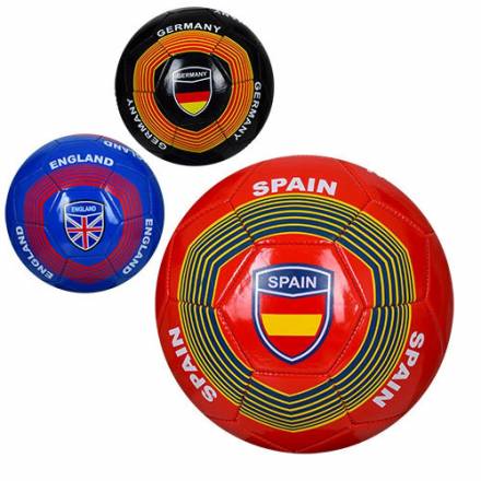 Мяч футбольный EV 3283 (30шт) размер5, ПВХ, 300-320г, 3вида, страны, - 1