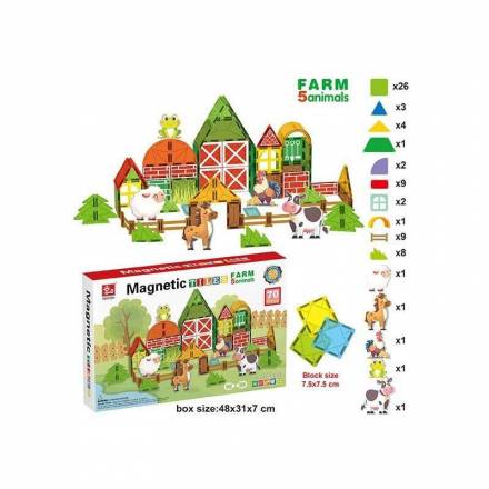 Магнітний конструктор SQ 66003-4 (8) 70 деталей, 5 фігурок тварин, в коробці - 1