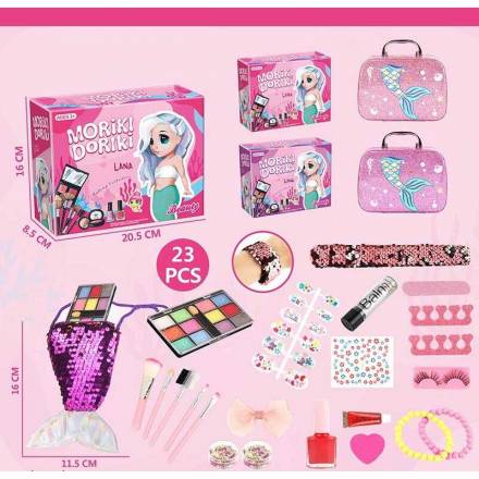 Набір косметики 40012 (60/2) 2 види, тіні, помада, лак для нігтів, накладні вії, накладні нігті, 3 б - 1