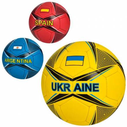 М'яч футбольний 2500-252 (30шт) розмір5,ПУ1,4мм,4шари,ручн.робота,32панелі,400-420г,3види(країни),в - 1