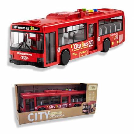 Автобус 1106AB (12шт) інерц, 30см, 1:16, музика, звук, світло,відчиняються двері,гумові колеса, 2 к - 1