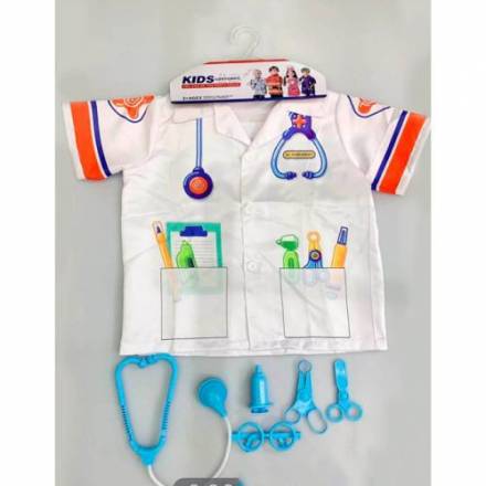 Набір лікаря D2505 (32шт) халат (ш40-д45см), стетоскоп,  мед.інструменти, окуляри, у пакеті, 42-60-4 - 1