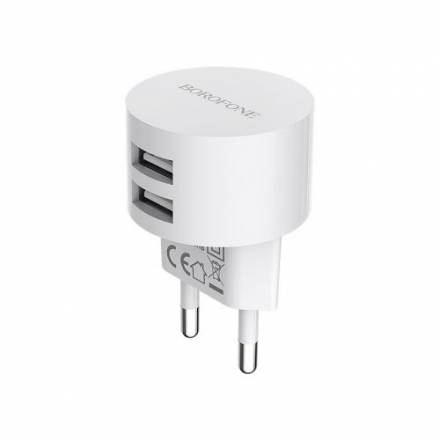 Зарядний пристрій для мобільних телефонів СЗУ BOROFONE BA23A Brilliant dual port charger White - 1