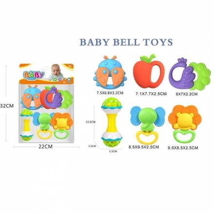 Набір брязкалець 508-156 (144/2) 6 штук, прорізувач, в пакеті - 1