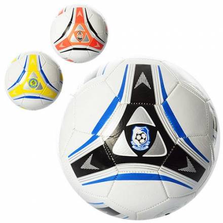 Мяч футбольный EV 3174 (50шт) размер 5, ПВХ, 2 слоя, 300-320гр, 3 вида, в кульке - 1