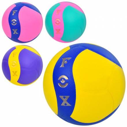 М'яч волейбольний MS 3957 (24шт) офіційний розмір, ПУ, 260-280г, неон, 4кольори, ігла, сітка, в паке - 1