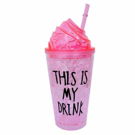 Склянка з кришкою та трубочкою "My drink" 450мл R99842 - 1