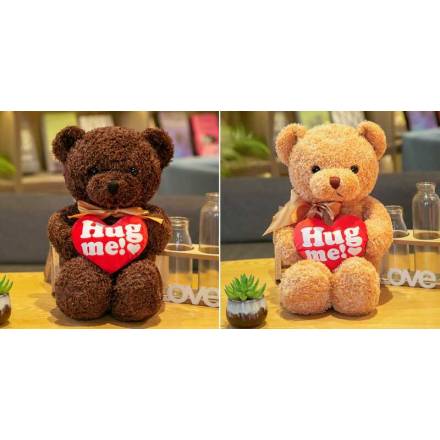 М`яка іграшка M 18097 (200) 2 види, “Ведмедик”, висота 22см, сердечко, сидяча, пластикові очі - 1