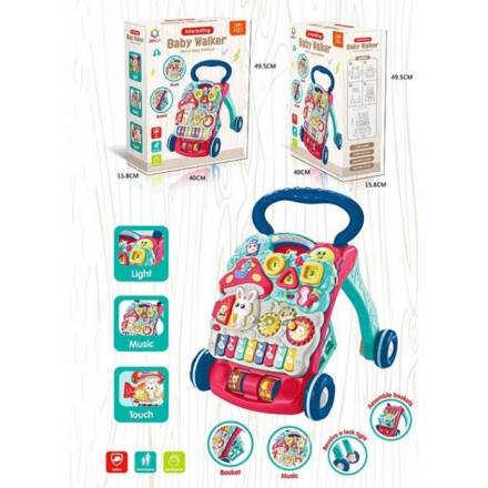 Каталка-ходунки 25847E (6шт) 47,5-40см,пианино,шестеренки, муз,зв-анг, св,на бат,в кор-ке,40-51-16см - 1